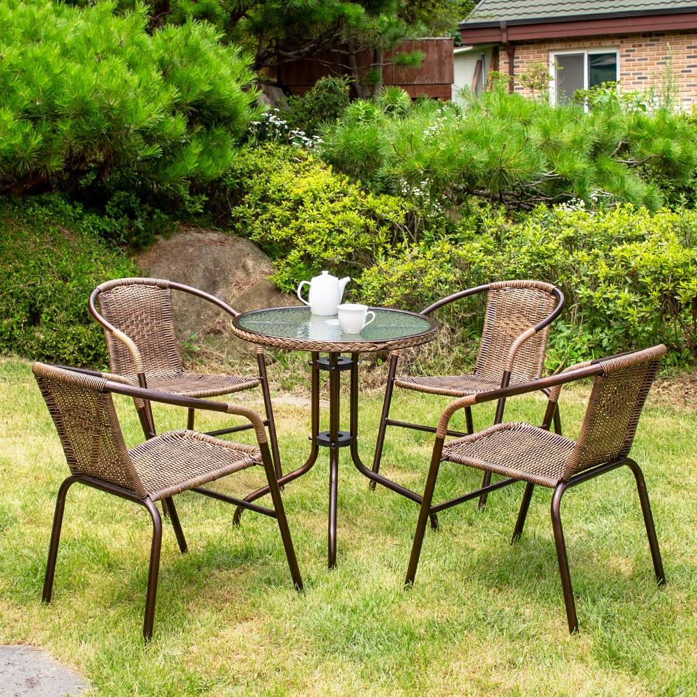 4인 야외테이블세트(유로강화테이블1개+유로39번4개) 정원 카페 커피숍 4인 야외 세트, 610원형+39번의자4개, 1 151,900원