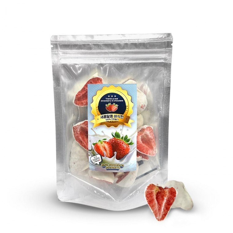 새콤달콤 바삭한 수제 동결 건조 딸기 초코 초콜릿 화이트 50g, 1개, 1g 9,190원