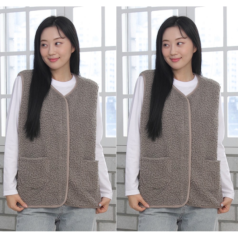 이너라인 여성용 지퍼 털조끼 뽀글이 집업 조끼 2P 20,900원