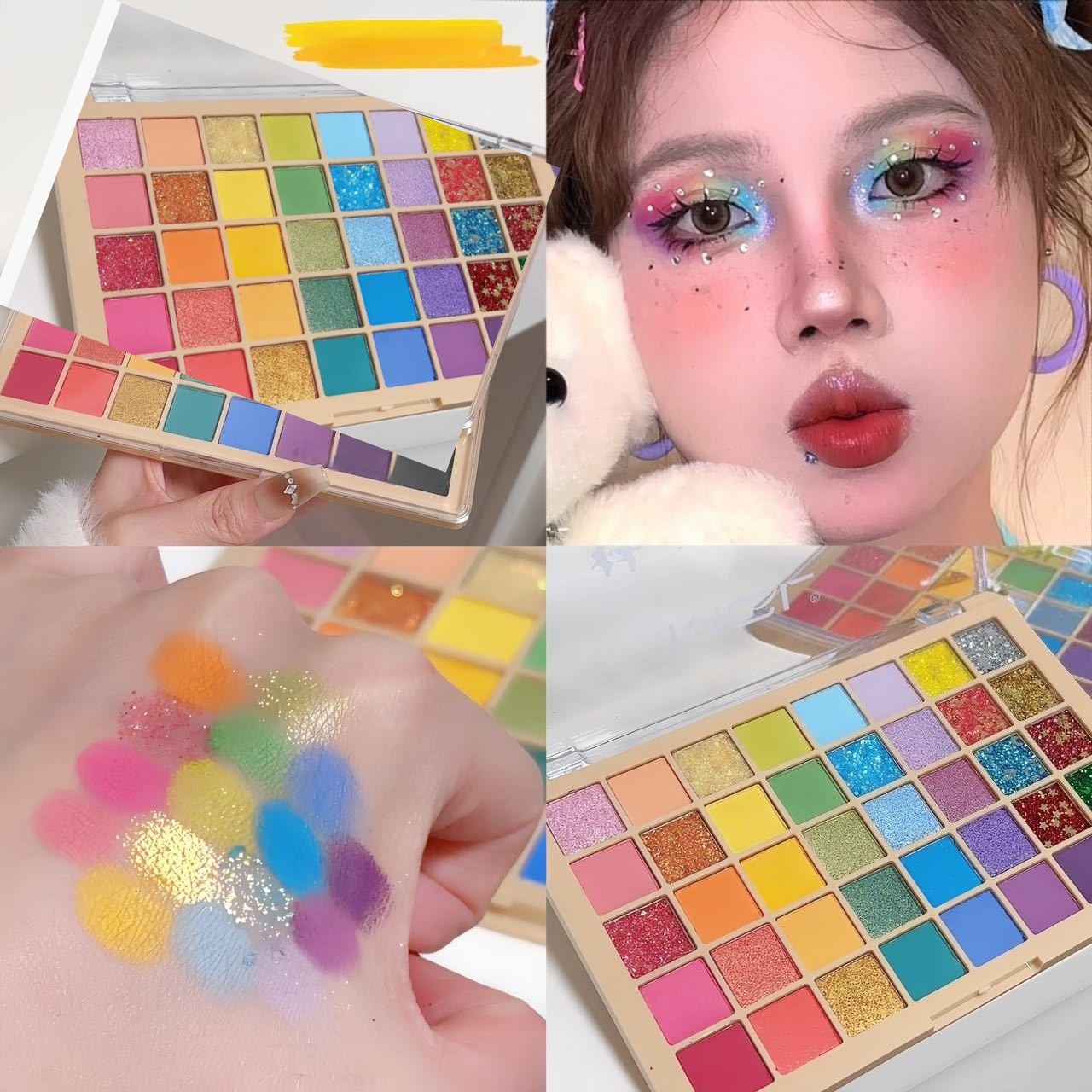 40색 도파민 컬러 아티스트 분장 전문 아이섀도우 아이즈 아이팔레트 메이크업 세트(공연에 적합한 선명한 색의 아이섀도) 12,960원