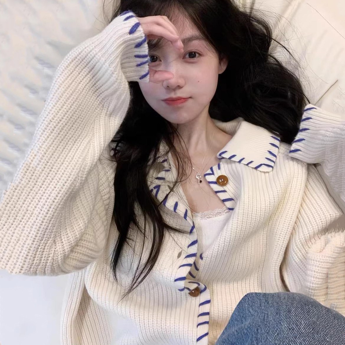 타임퓨어 봄 가을 여성용 카라 긴팔 니트 가디건 루즈핏 빅사이즈 여친룩 데일리룩 오피스룩 레이어드 스타일 편안 니트웨어 아우터 캐주얼 34,800원