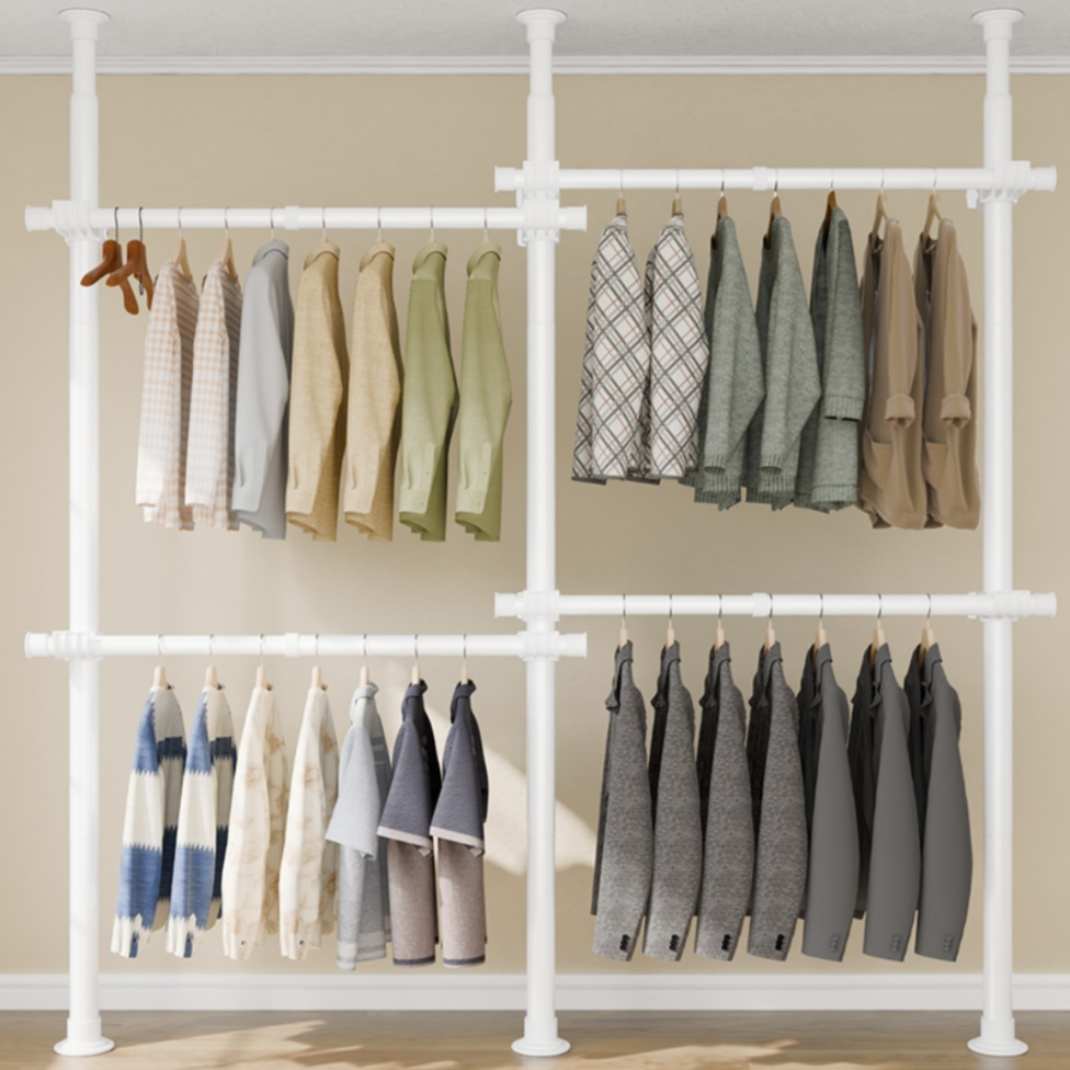 [국내브랜드]라온리빙 옷걸이 옷방 정리 드레스룸 철제 조립식 시스템 행거 4단, 화이트_4단 56,900원