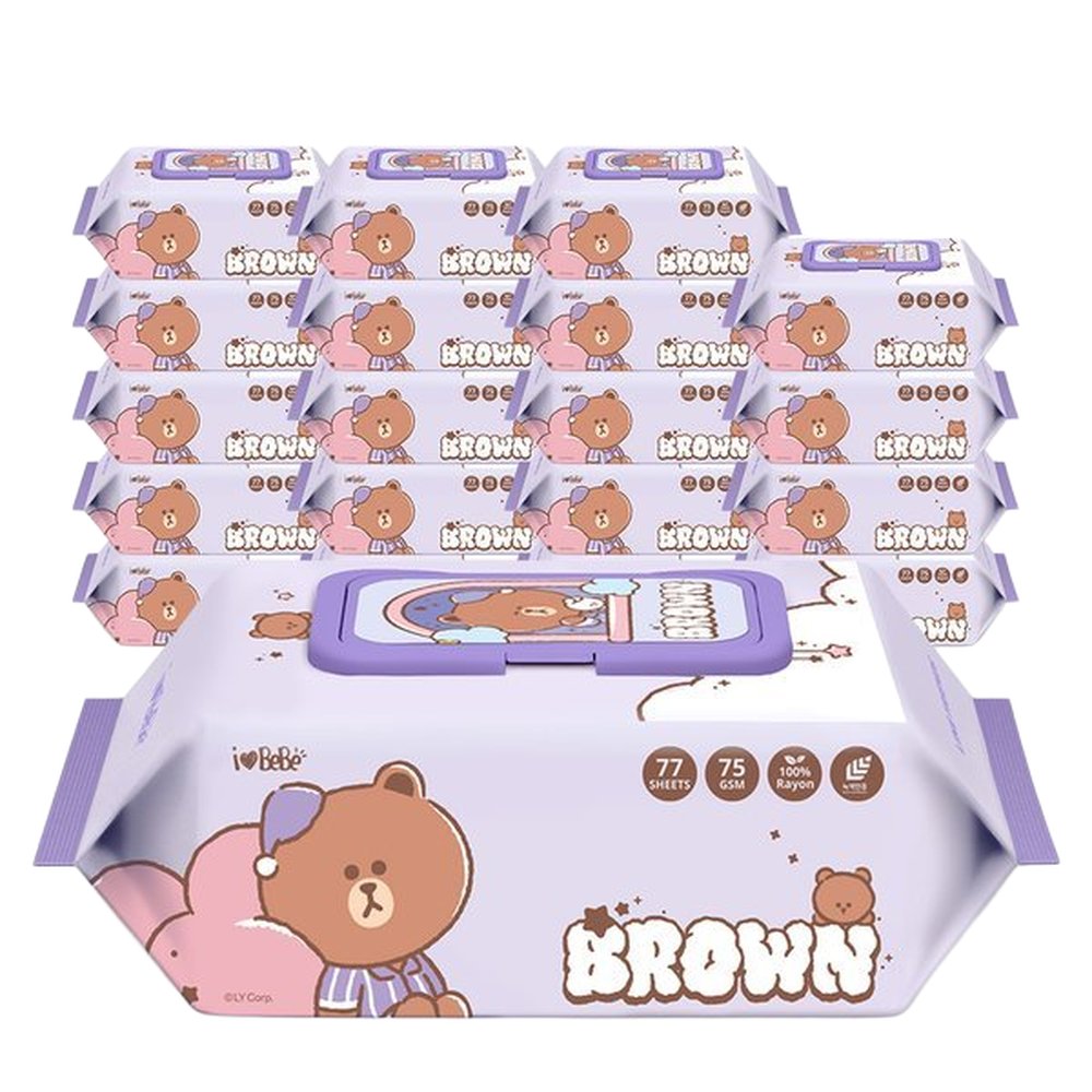 레이온100% 75g 라인프렌즈 드림에디션 브라운 77매 20팩 캡형 아기물티슈 49,090원