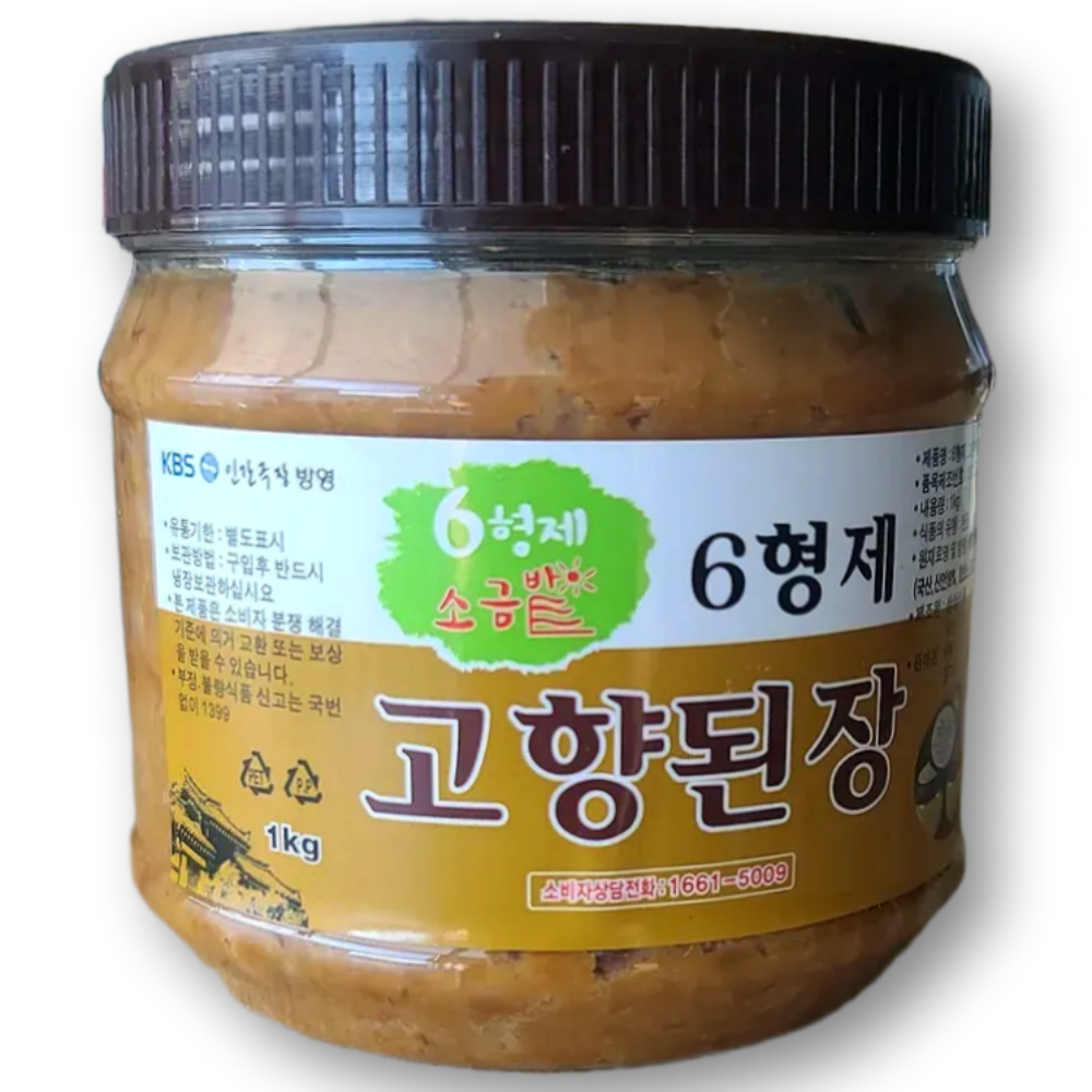 6형제 된장 재래식 무첨가 저염 전통 시골 집 된장 (콩알갱이 살아있는 함초소금 숙성), 1개, 1kg 19,800원