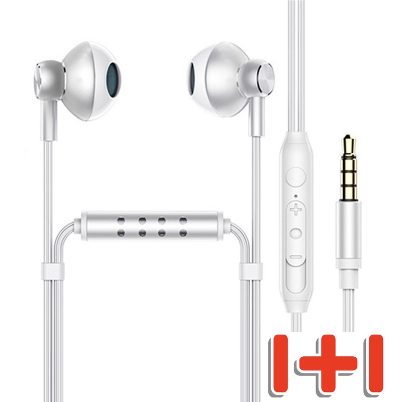 1+1 실속형 유선 이어폰 마이크 내장 3.5mm 줄이어폰 PC/방송용 턱고정마이크 자웃자, 흰색 25,200원