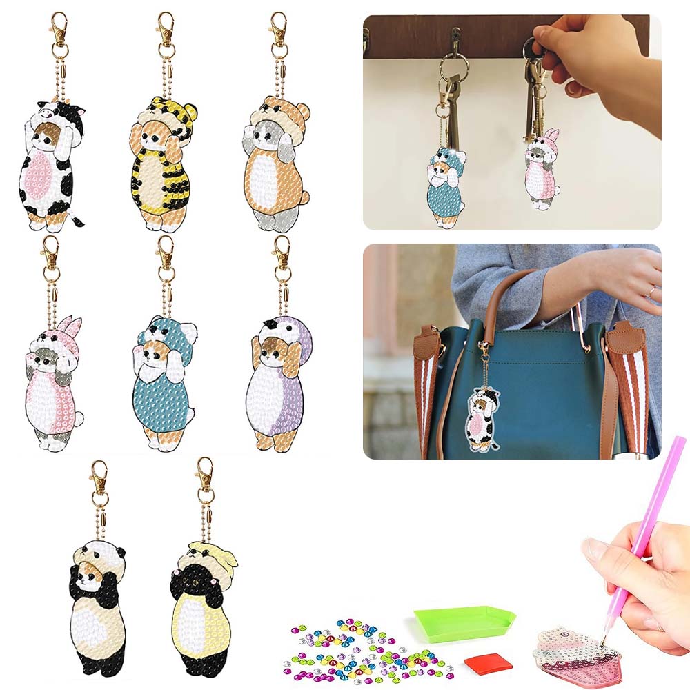 루베이 보석십자수 DIY 양면 키링 만들기 세트 스트레스 해소 집중력 향상 아이/어른/초보자, 8개, 채색 12,900원