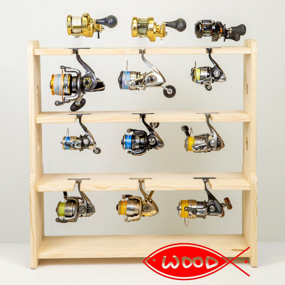 원목 낚시대 스탠드형 릴거치대 12구 (스피닝릴9구,베이트릴3구), 단일색상 44,500원
