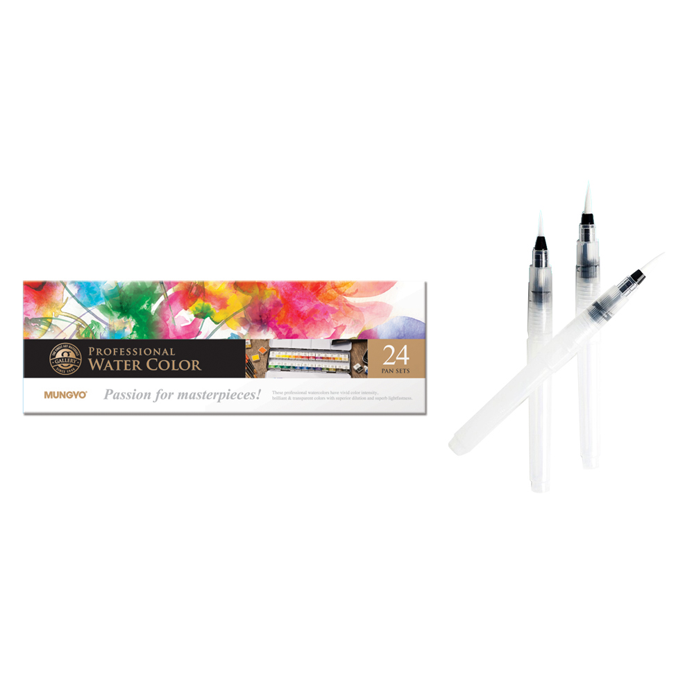 문교 전문가 고체형 수채물감 반사이즈 24색 MWPH-24C + 워터브러쉬 3종 문구세트 26,890원