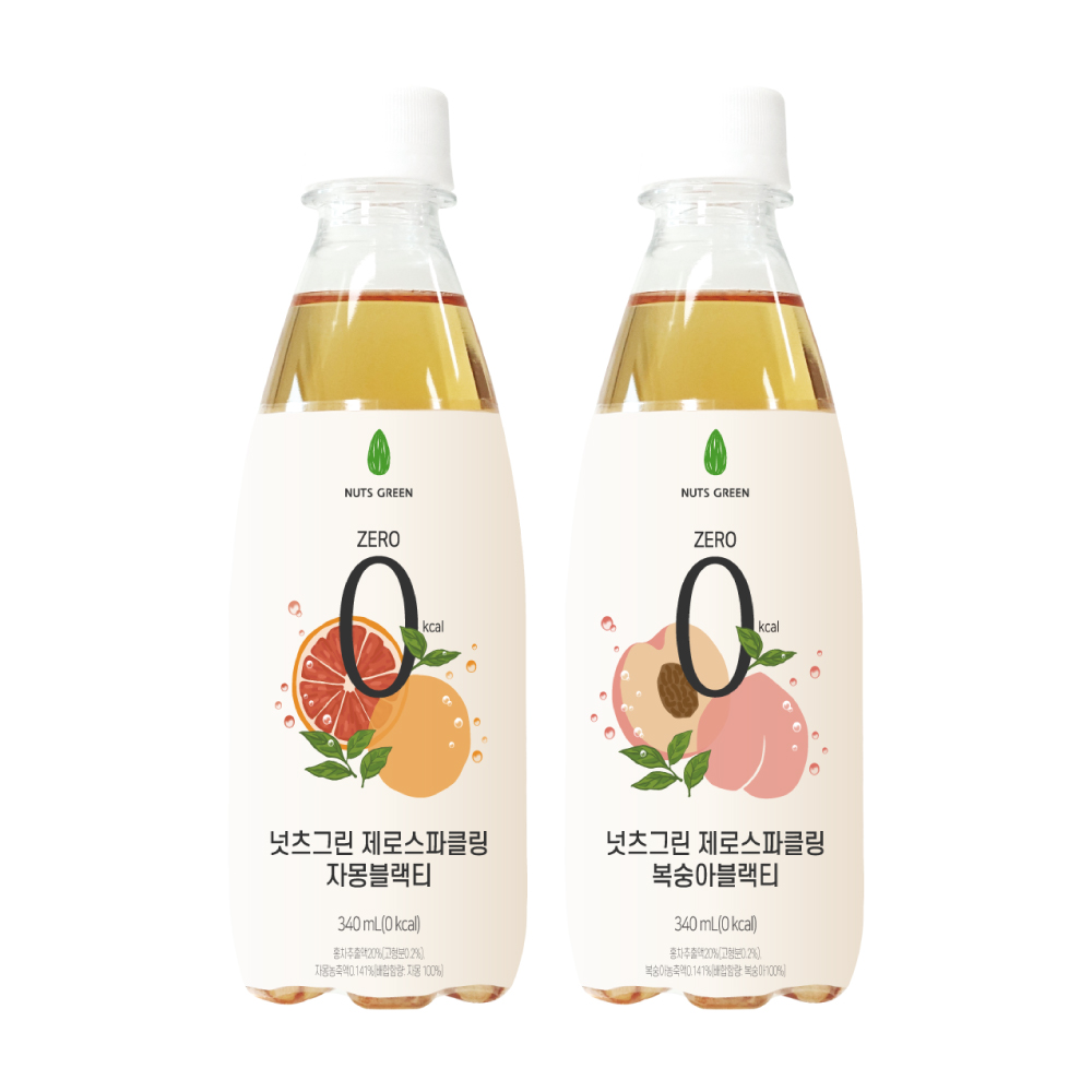 넛츠그린 제로스파클링 복숭아블랙티12 & 자몽블랙티12 25,900원