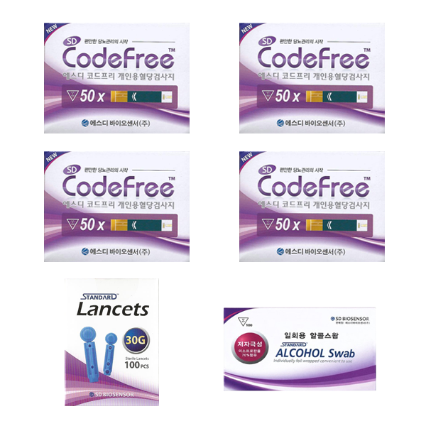 에스디바이오센서 코드프리 혈당검사지스트립 세트(시험지200매+침100개+솜100매) elevee 49,000원