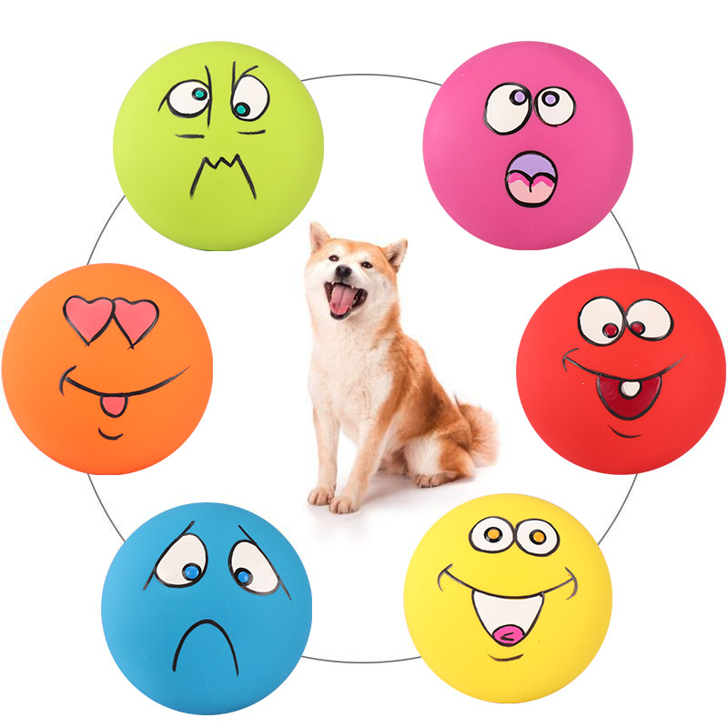 삑벡이 라텍스 표정 볼 강아지 장난감 / 발성 스트레스 해소 / 실내 놀이 내구성 UP, 1세트, 6색 세트 14,000원
