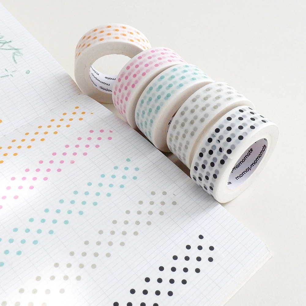 모모마테 도트 마스킹테이프, 민트 도트 3,500원