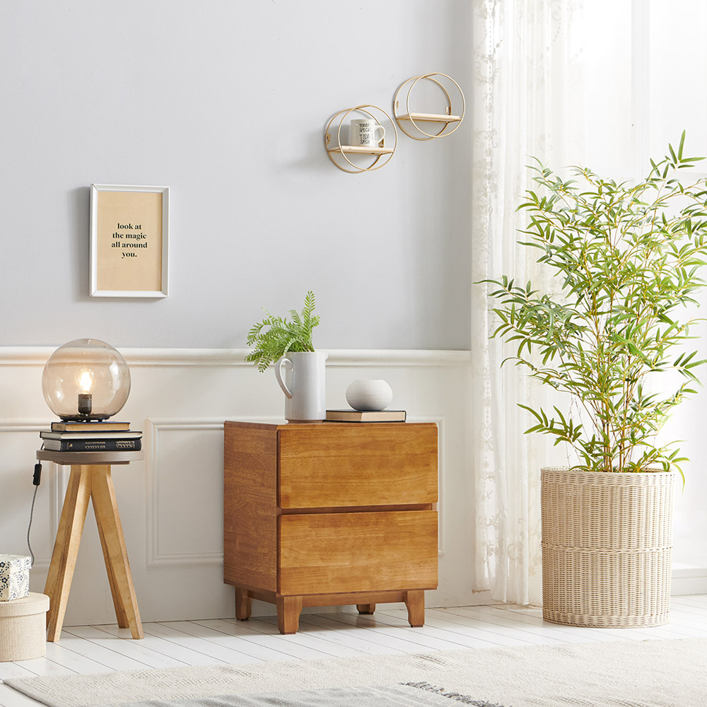프린홈 레올 고무나무 원목 컴팩트 2단 서랍장, 내추럴 129,000원