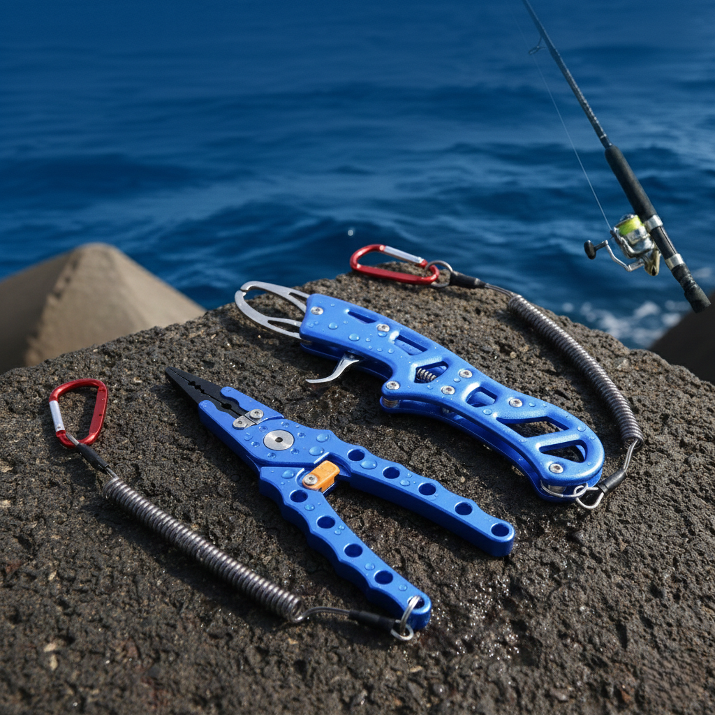 퍼미에잇 낚시 바늘 제거 집게 펜치 니퍼 플라이어 세트 립그립 갯바위 낚시공구 낚시 가위 휴대용, 1세트, 블루 38,500원