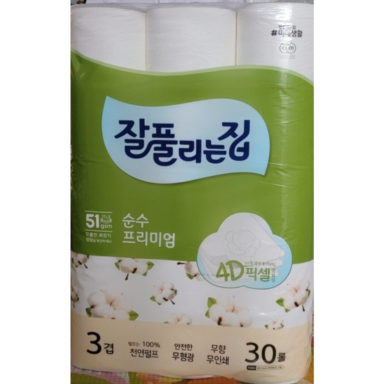 잘풀리는집 순수프리미엄 천연펄프 롤화장지 3겹 두루마리 휴지, 1개, 30롤 26,560원