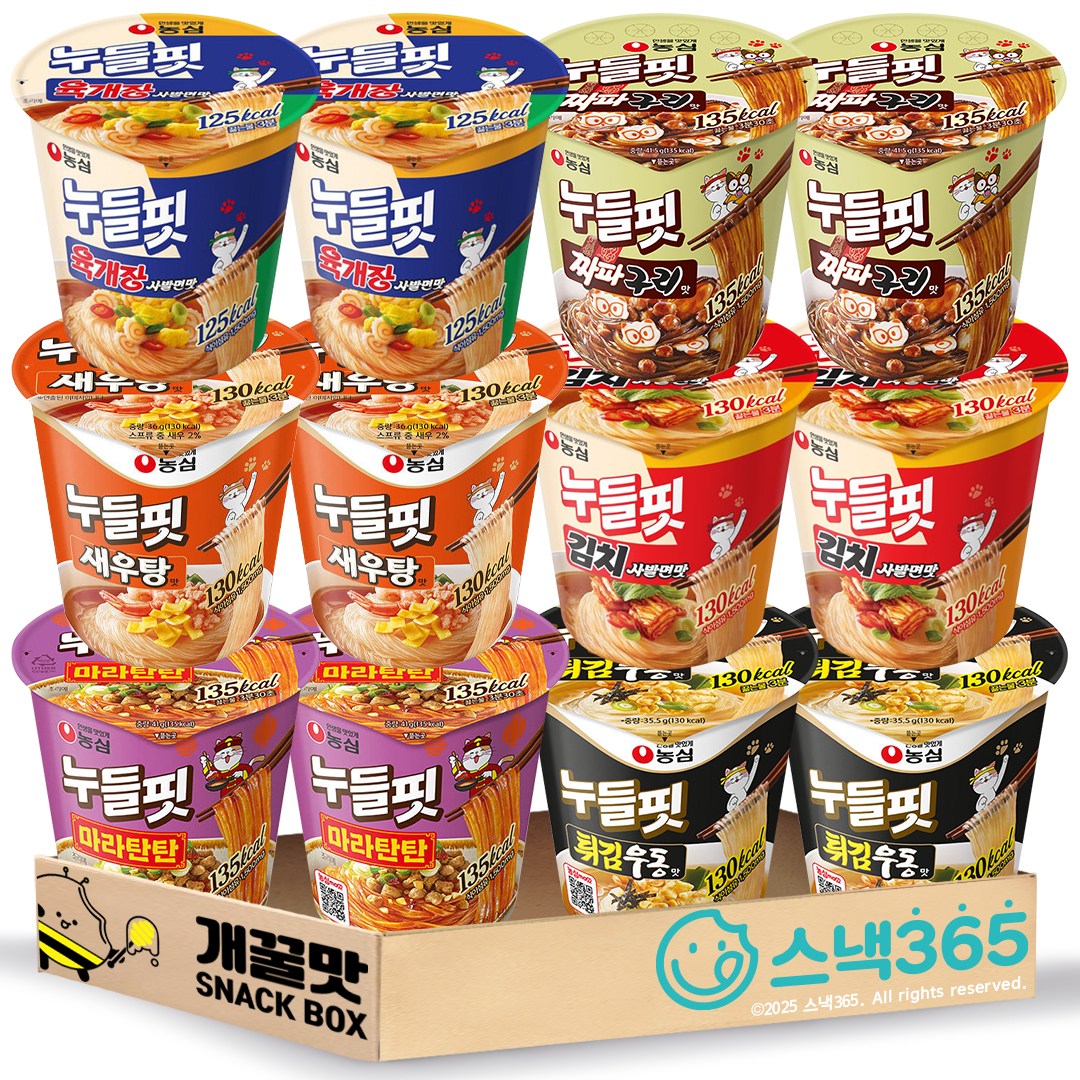 농심 누들핏 6종 12개 세트 (육개장사발면2 + 짜파구리2 + 카구리2 + 김치사발면2 + 마라탄탄2 + 튀김우동2) 20,500원