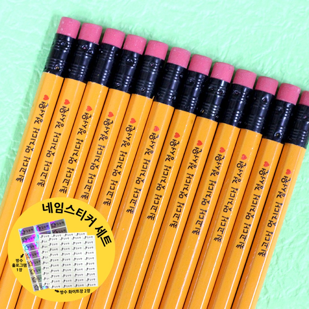 스테들러 옐로우 육각 네임연필 2B + 방수네임스티커104개 6,300원