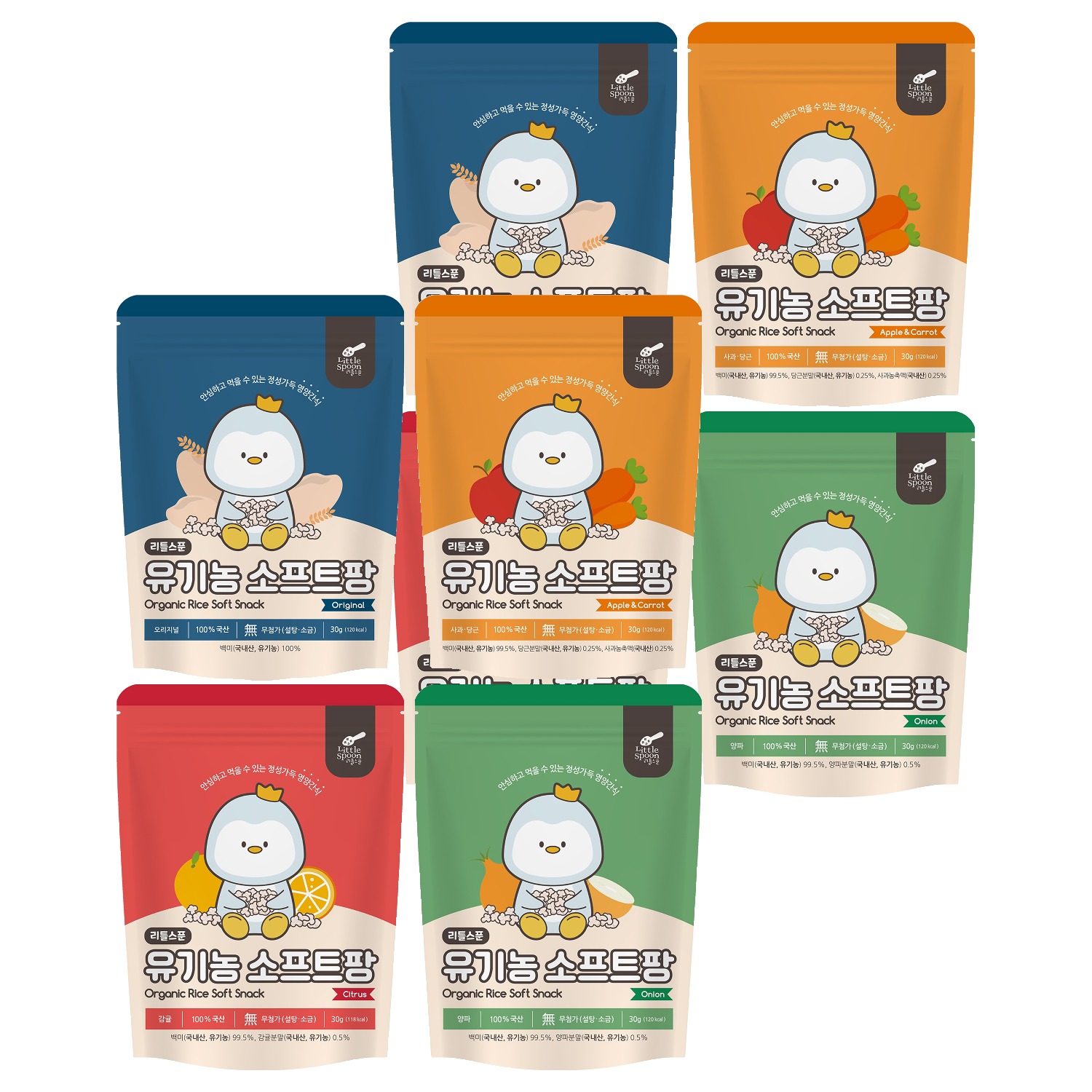 리틀스푼 유기농 소프트팡 4종, 현미, 양파, 사과당근, 감귤, 30g, 2세트 19,680원