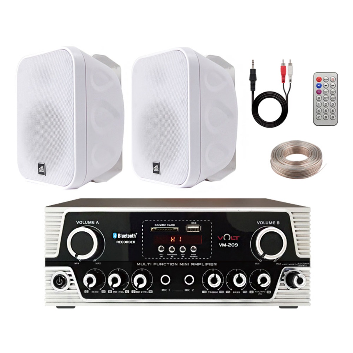 블루투스 매장용 미니 소형 앰프 벽걸이 스피커 세트 [업소용/매장/카페/가게], VM-209SM + 스피커 화이트(2개) 패키지 270,000원