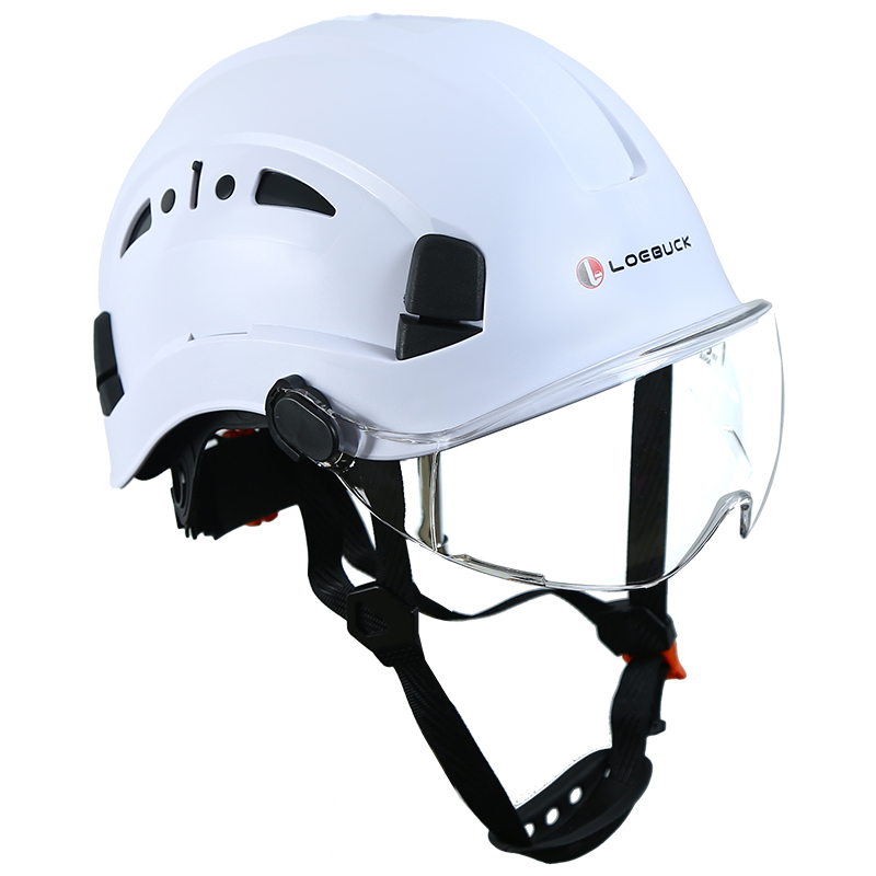 LOEBUCK 아메리칸 스타일 안전모 일체형 방호 선글라스 충격 완충 구조 공장 건설현장 필수, 1개, 흰색 안전모+투명 고글 37,000원