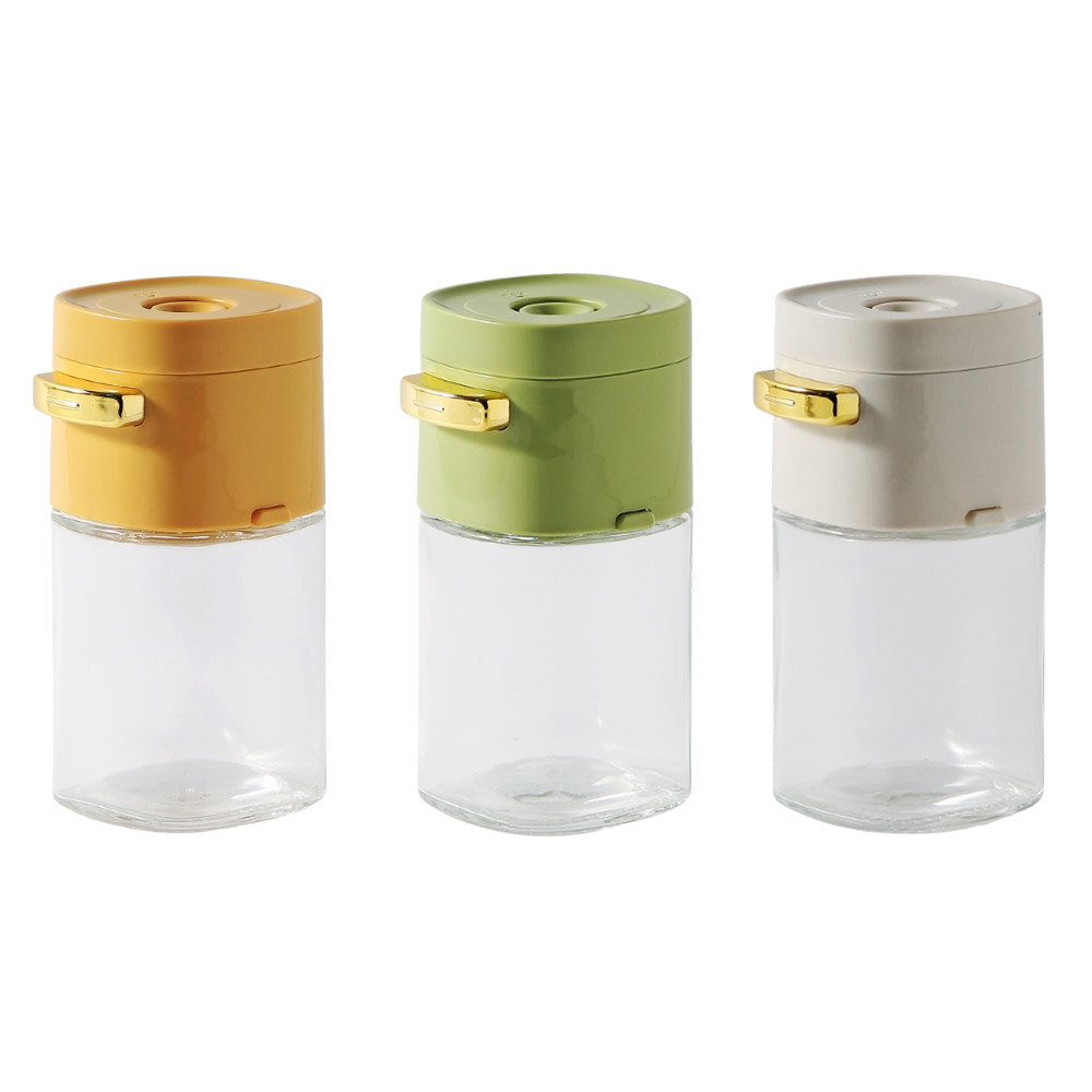 맥스쿡 원터치 정량 유리 양념통 180ml x 3종 세트, 1세트, 양념통 화이트 180ml + 옐로우 180ml + 그린 180ml 10,000원