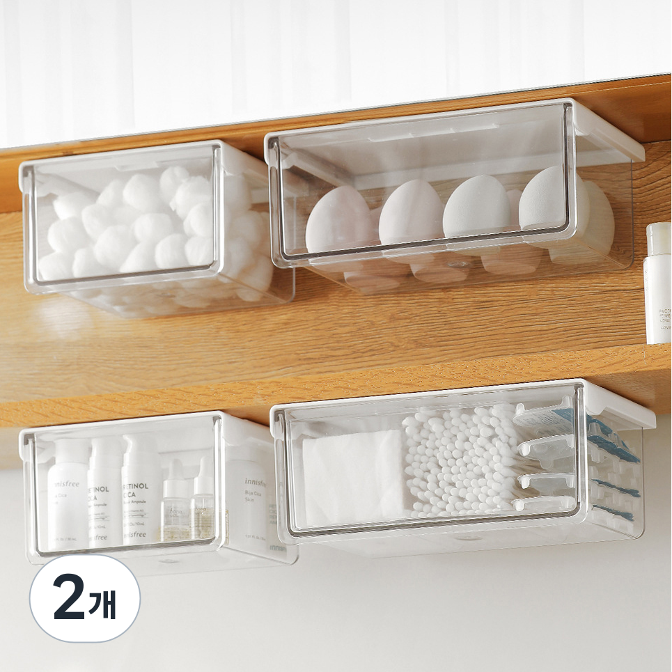 코지티 무타공 슬라이딩 히든 수납 서랍, 화이트 대형, 2개, 현재가 13,900원