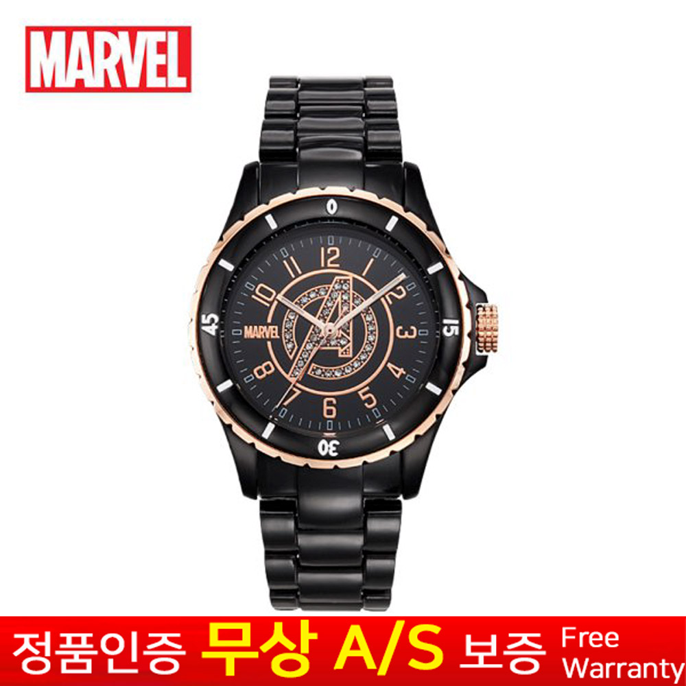 (마블) MARVEL [한국본사정품][무상AS] 남성남자 초경량 마블 아이언맨 어밴져서 캡틴아메리카 메탈밴드 손목시계 MA004-AVBK 58,900원