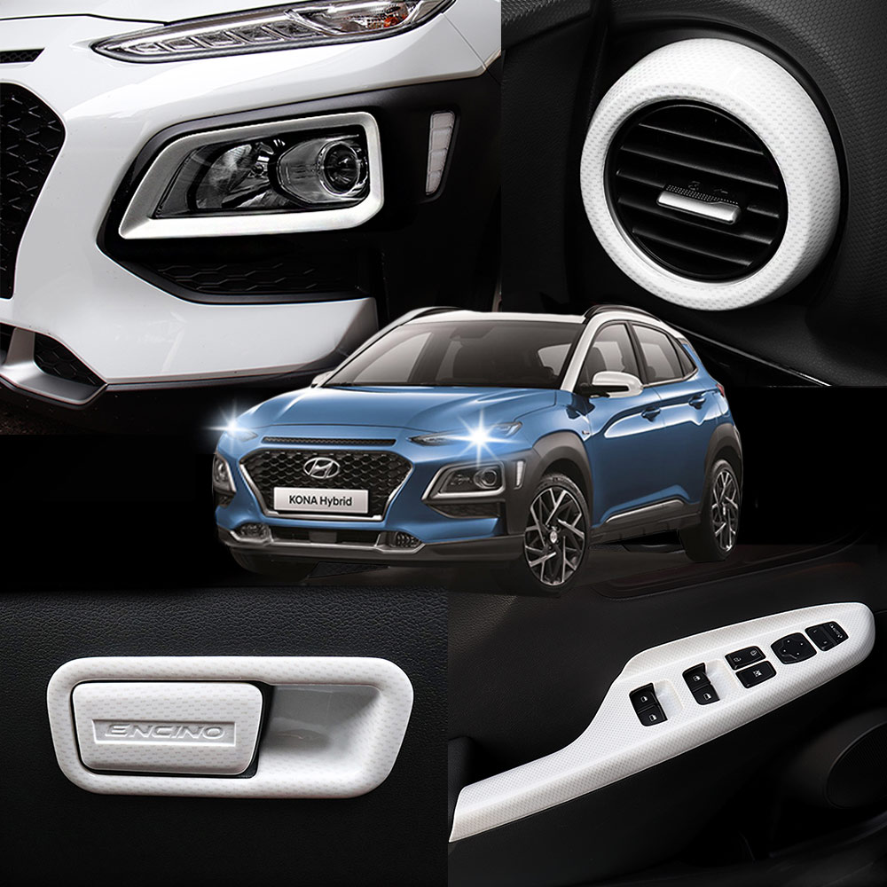 렉스탑 코나 튜닝 실내 카본 몰딩 용품, K01. 윈도우스위치 / 화이트수전사 36,000원