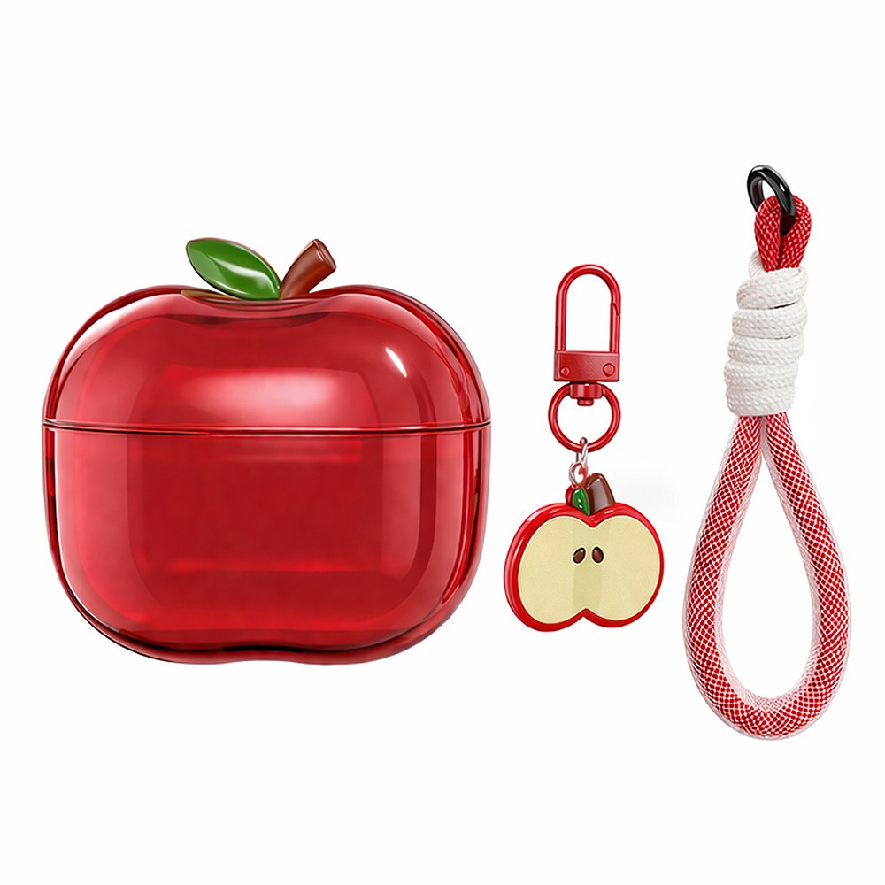 사과 에어팟 케이스 반투명 키링 스트랩 포함, 레드, 에어팟 프로 1/2세대 공용 24,900원