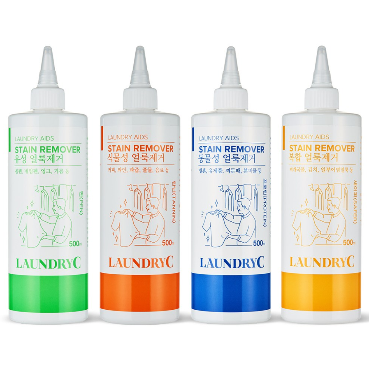 런드리씨 의류용 생활 얼룩제거제 대용량 500ml 4종 펜(유성) 프로틴(동물성) 탄닌(식물성) 세이퍼(음식물) 45,000원