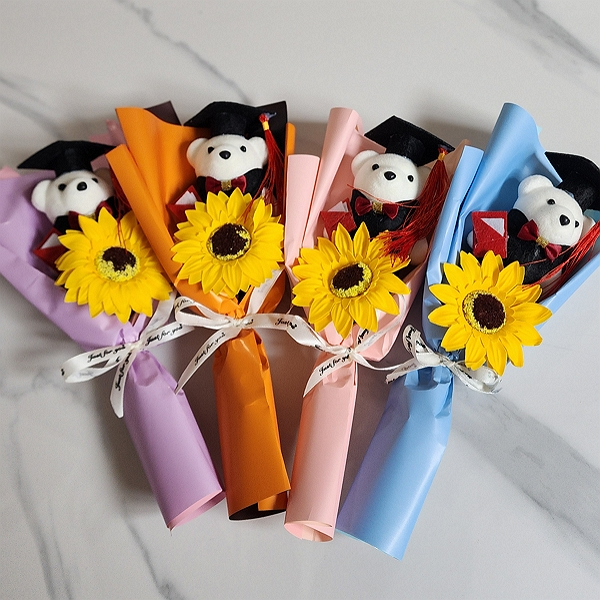 학사모 곰돌이 졸업 꽃다발 곰 인형 졸업식 꽃 단체 대량 4,000원