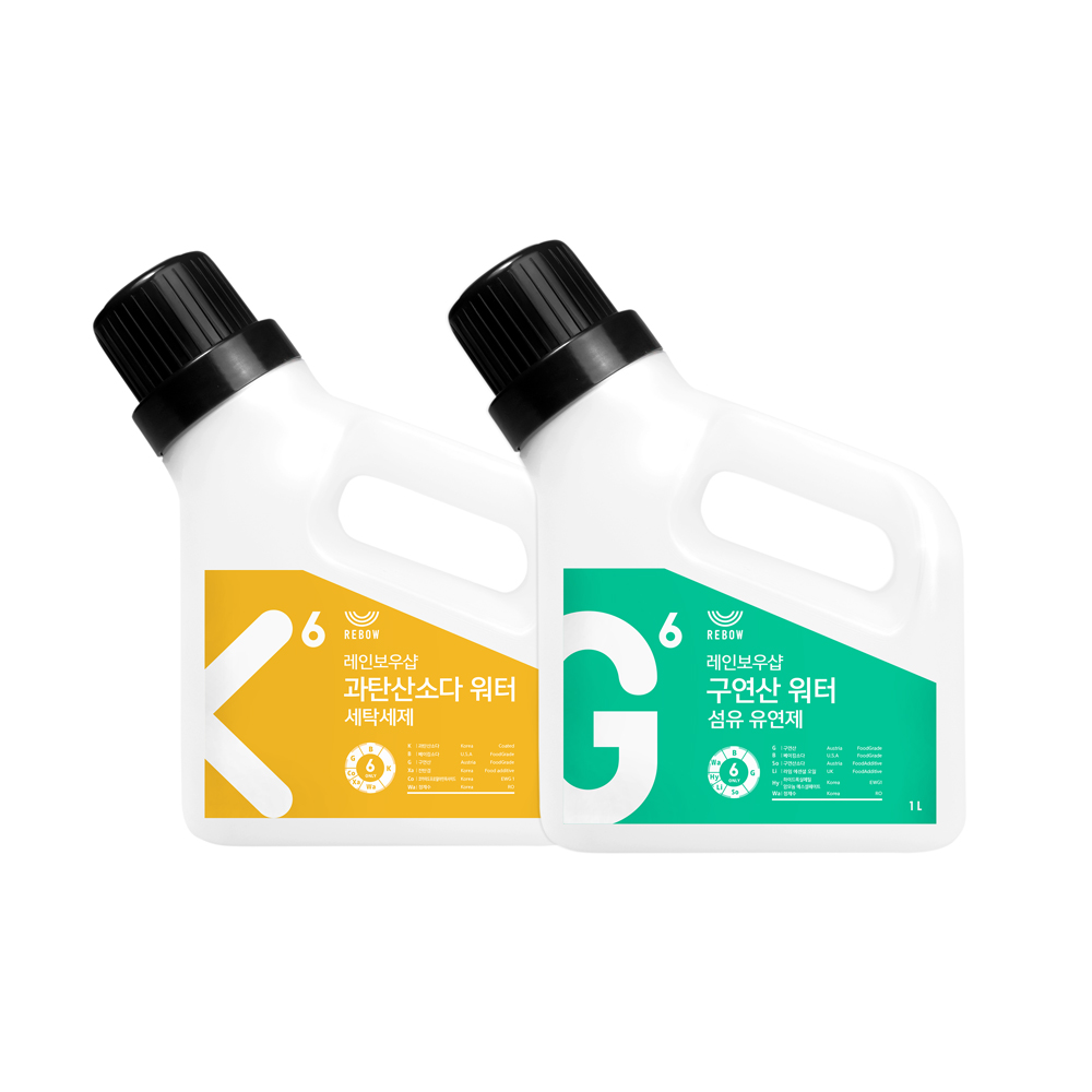 레인보우샵 과탄산소다 워터 세탁세제 1L + 구연산 워터 섬유유연제, 1세트 9,910원