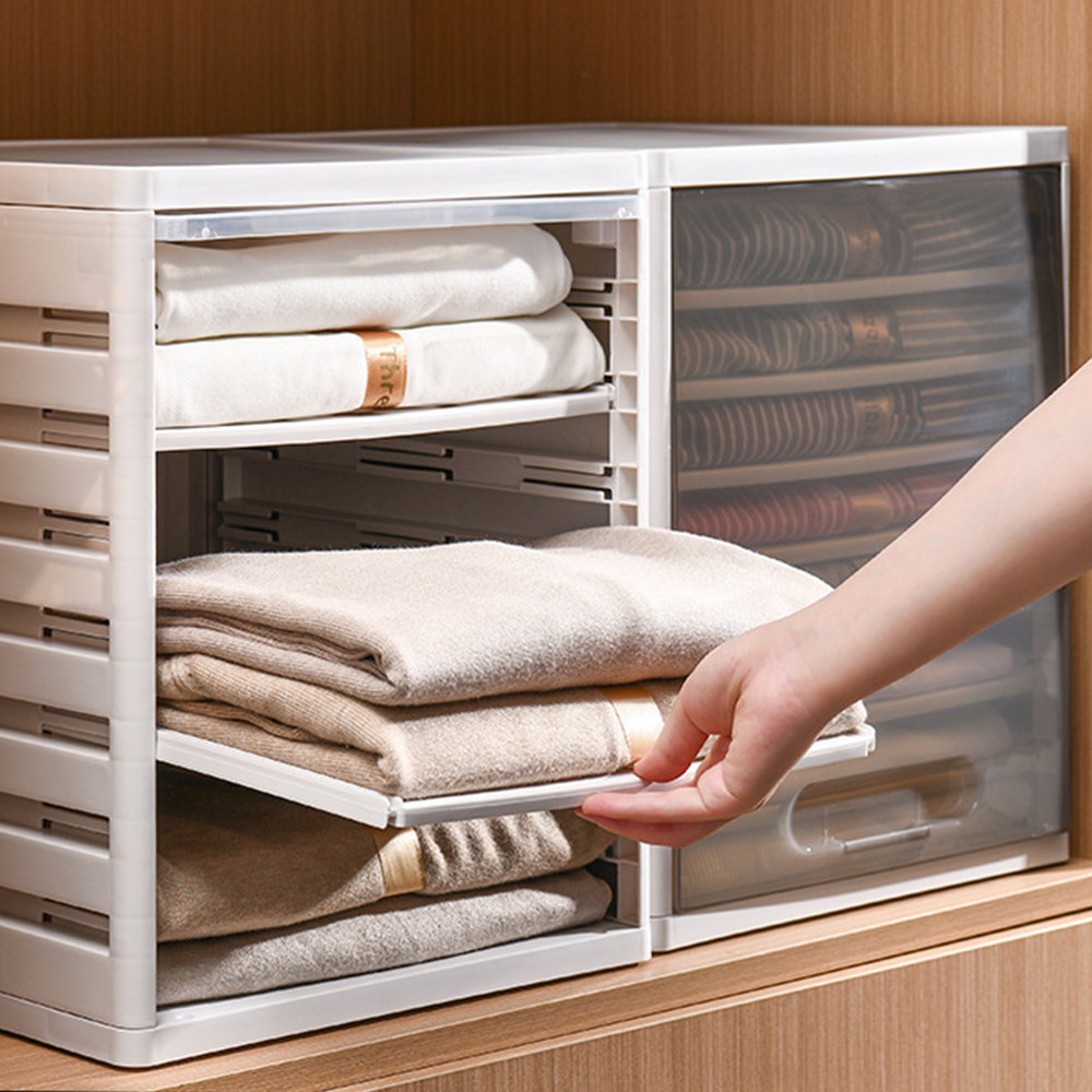 무타공마켓 2세대 칸조절 옷 정리 트레이 정리함, 1개, 화이트 5칸(칸막이 4개) 27,900원