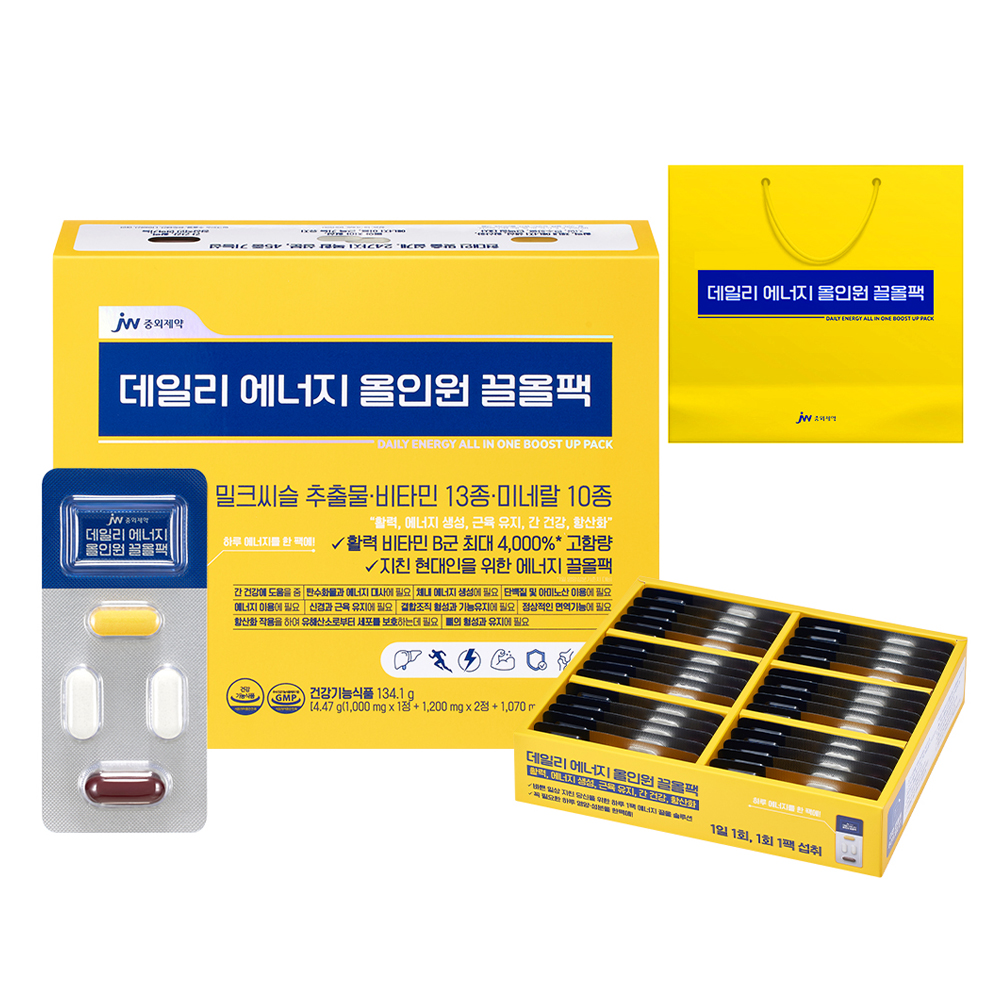 JW중외제약 데일리 에너지 올인원 끌올팩+쇼핑백, 30회분, 1개 31,900원