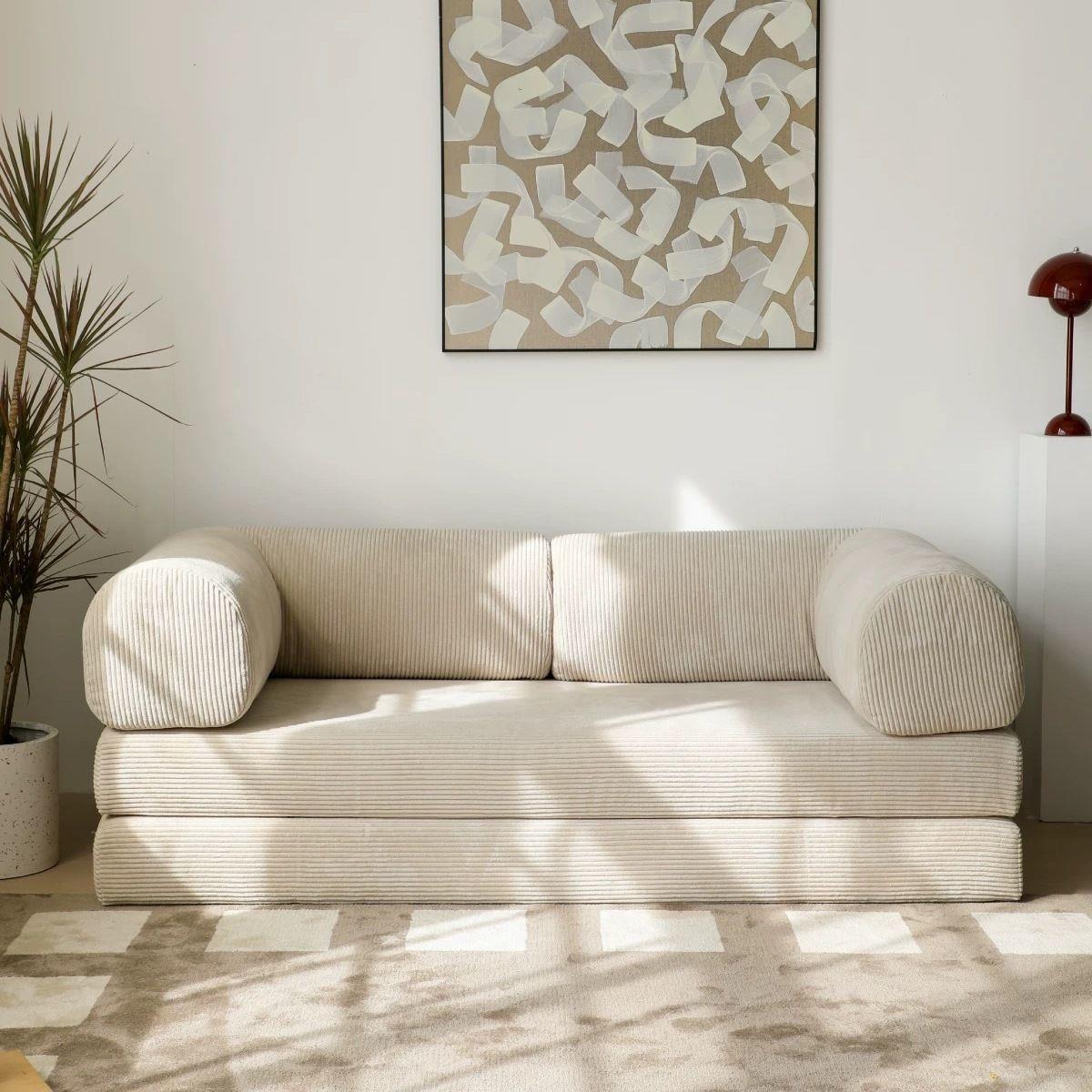 인피니 패브릭 코로듀이 압축 소파베드 접이식 침대 메트리스 1인용 2인용 3인용 쇼파 베드, 화이트 344,000원