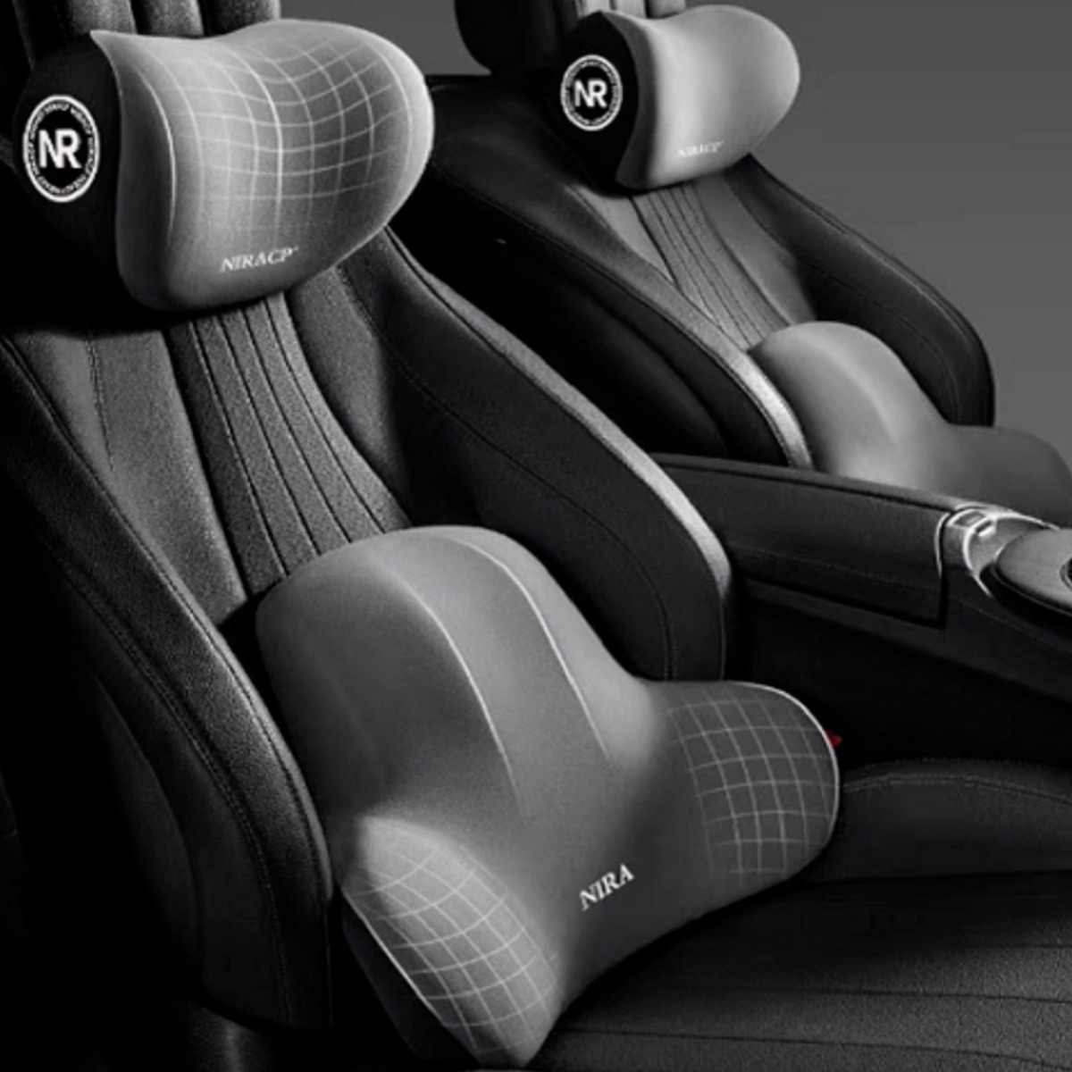 키넬오토 차량용 메모리폼 쿠션세트 목쿠션 요추쿠션, 1세트, 블랙 15,100원