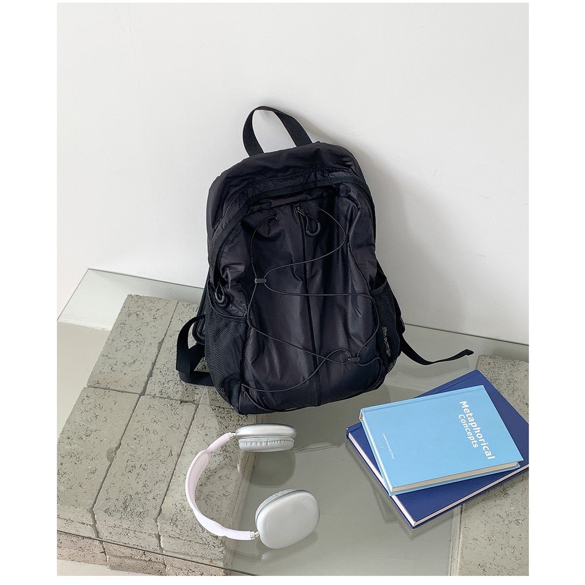 HDRNGRZ 고프코어 나일론 데일리 힙한 지퍼 밴딩 스트링 백팩 남녀공용 34,900원