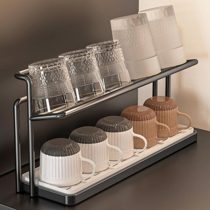 라워스 물빠짐 2단 건조대 컵거치대, 그레이, 1개 14,900원