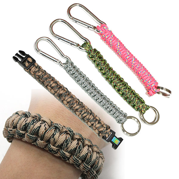파라코드 팔찌 생존 카라비너 로프 줄 끈 가방 고리, 핑크체크, 1개 3,500원
