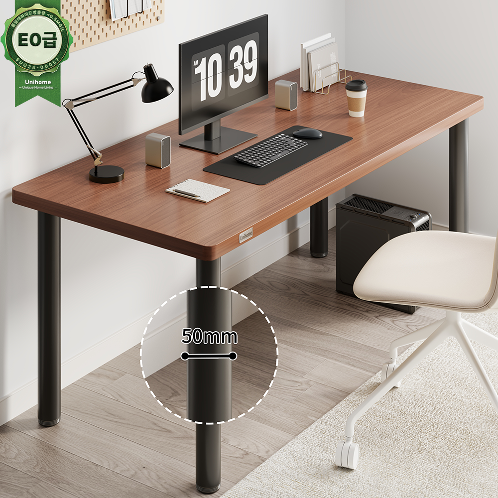 Unihome E0급 튼튼한 1인용 학생 공부 컴퓨터 책상 사무용 테이블, 월넛 42,800원