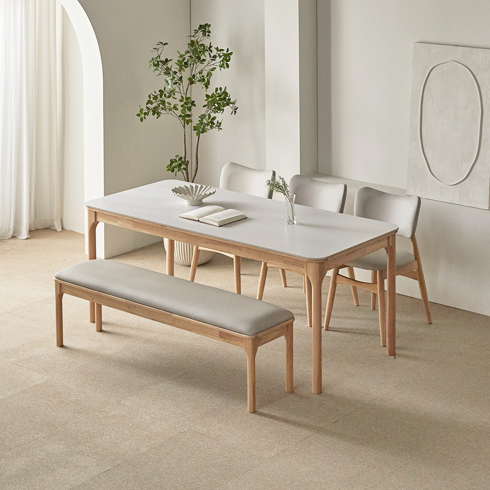 파로마 채튼 세라믹 원목식탁 1800 6인용 + A리샤르 의자3p + 채튼 벤치 세트 방문설치 757,650원