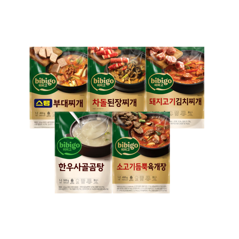 비비고 프리미엄 국탕찌개 5종 (돼지고기김치찌개+차돌된장찌개+스팸부대찌개+차돌육개장+한우사골곰탕) 32,800원