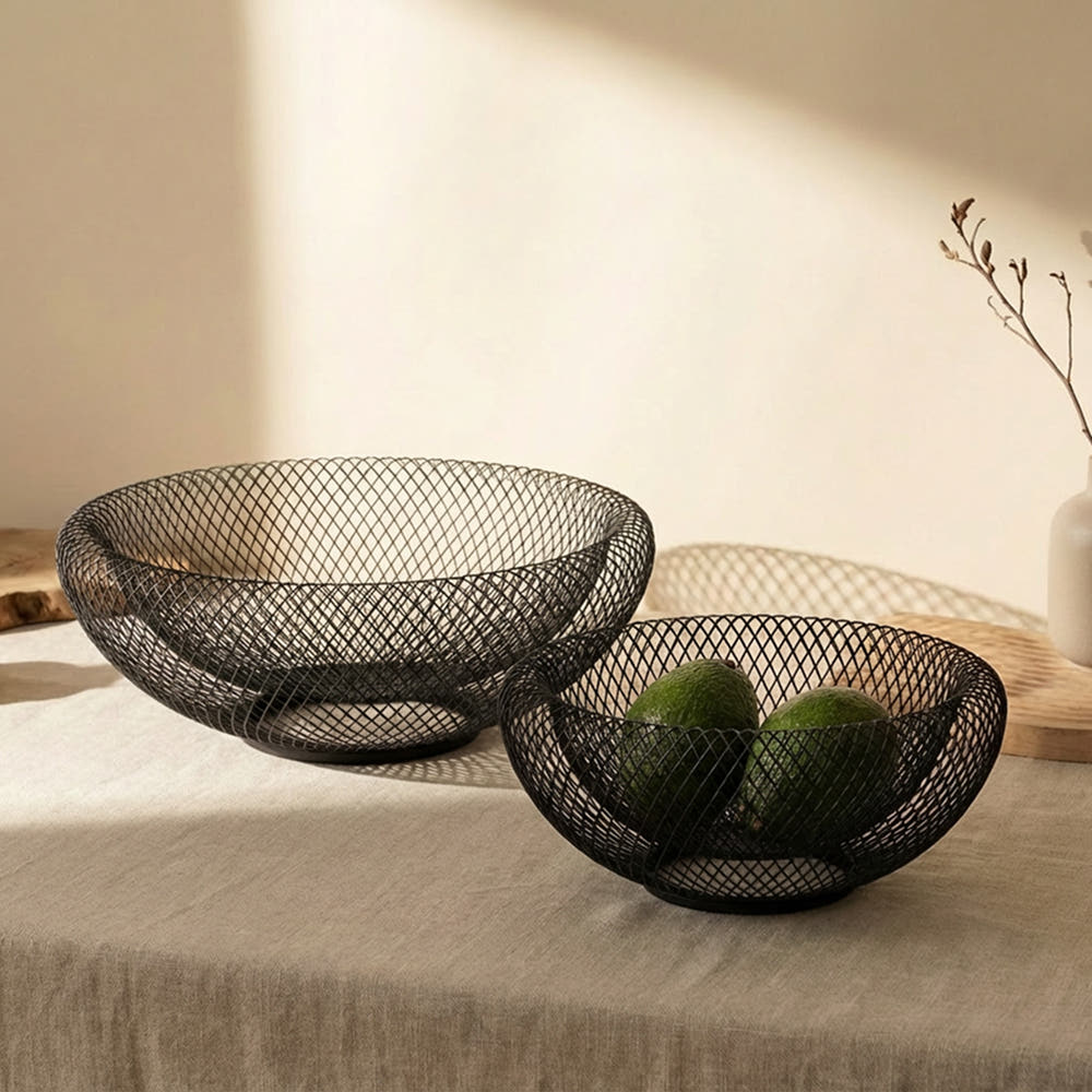 포니홈 원형 철제 바구니 과일 와이어 바스켓, 1개, 블랙 19,900원