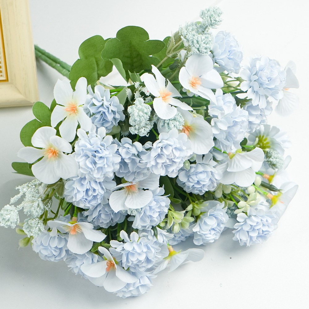 에이치엠데코 조화 퐁퐁 국화 부쉬 미니 인테리어 성묘 꽃다발 폼폼꽃, 3개, 블루 11,900원