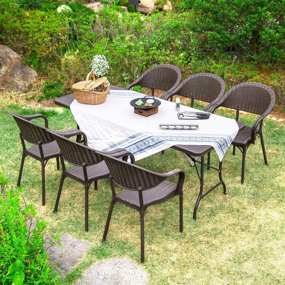 아르망 1800 테이블 버디 6개 야외 테이블 세트, 브라운 281,400원