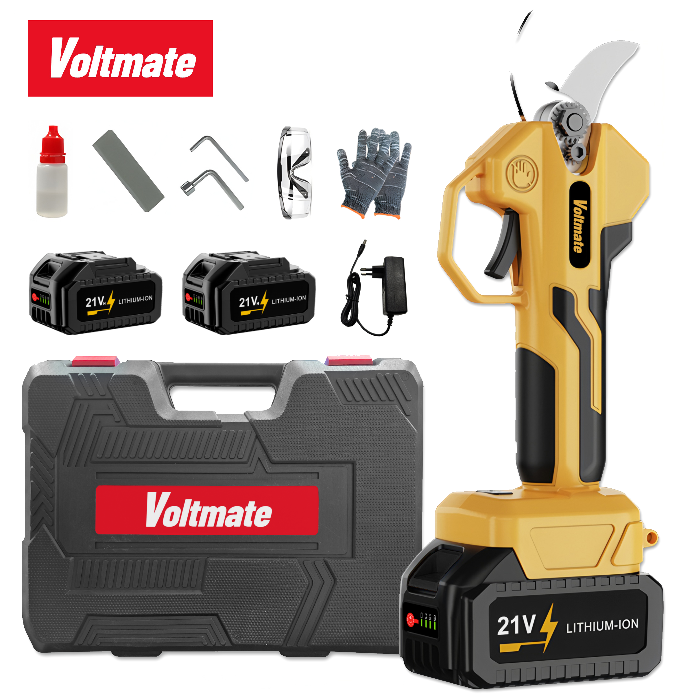 국내발송 VoltMate 독일 21V BLDC 무선 충전식 가위 리튬배터리 전동 가위 다기능 전지가위 4.0ah 전력량 표시 4000mAh 배터리 2개 세트, 1세트 119,850원