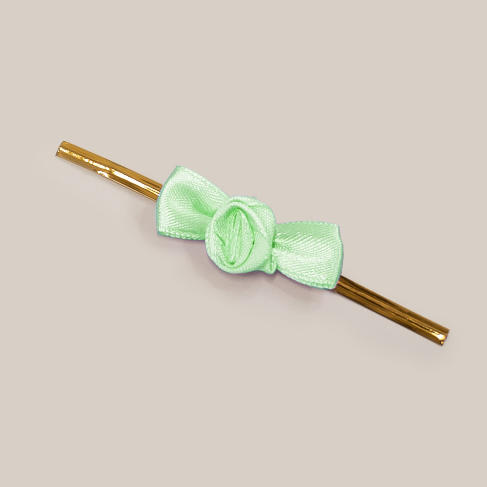 베이커리 선물 포장 빵끈 장미 리본 칼라 타이 8cm 연두, 200개 10,500원