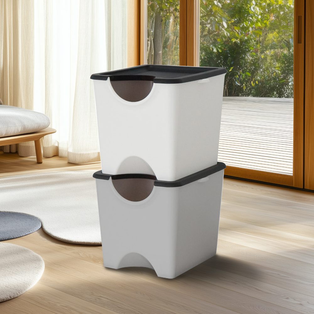 플라팜 에코홀릭 분리수거함 30리터 2단 믹스, 아이보리 + 그레이, 2개 13,900원