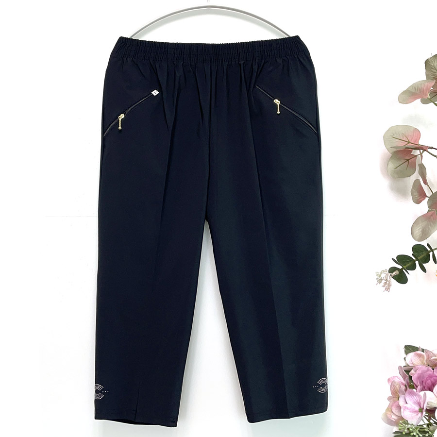 국민할매 엄마옷 국내생산 여름 냉감 보석 7부 지퍼 밴딩바지[SBKM] 여름바지 요양원옷 몸빼바지 19,800원