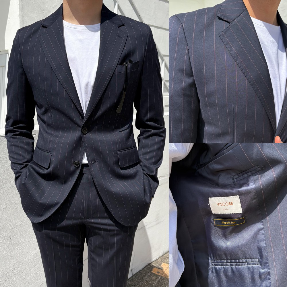 로얄수트 27s 다크네이비 싱글 스트라이프 정장세트 168,000원